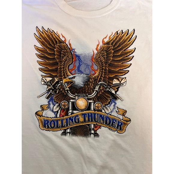 Other - White Graphic T Shirt Eagle‎ Motorcycle Rolling Thunder Mens XL